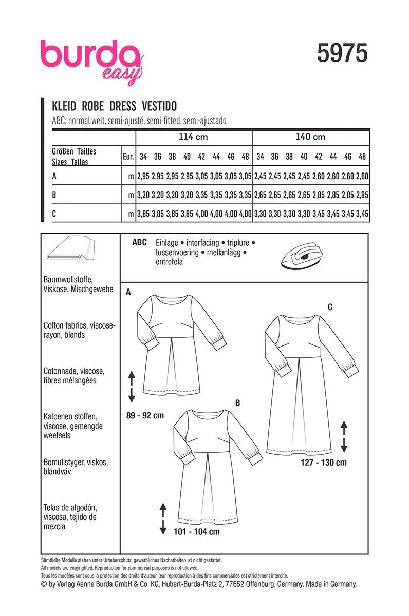 Patron Burda n°5975 : Robe - Image 2