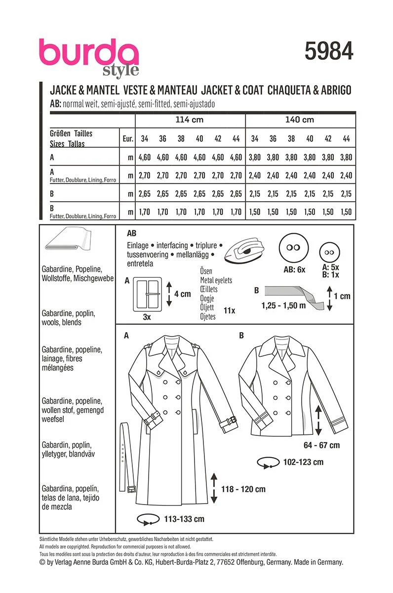 Patron Burda n°5984 : Veste et Manteau - Image 2