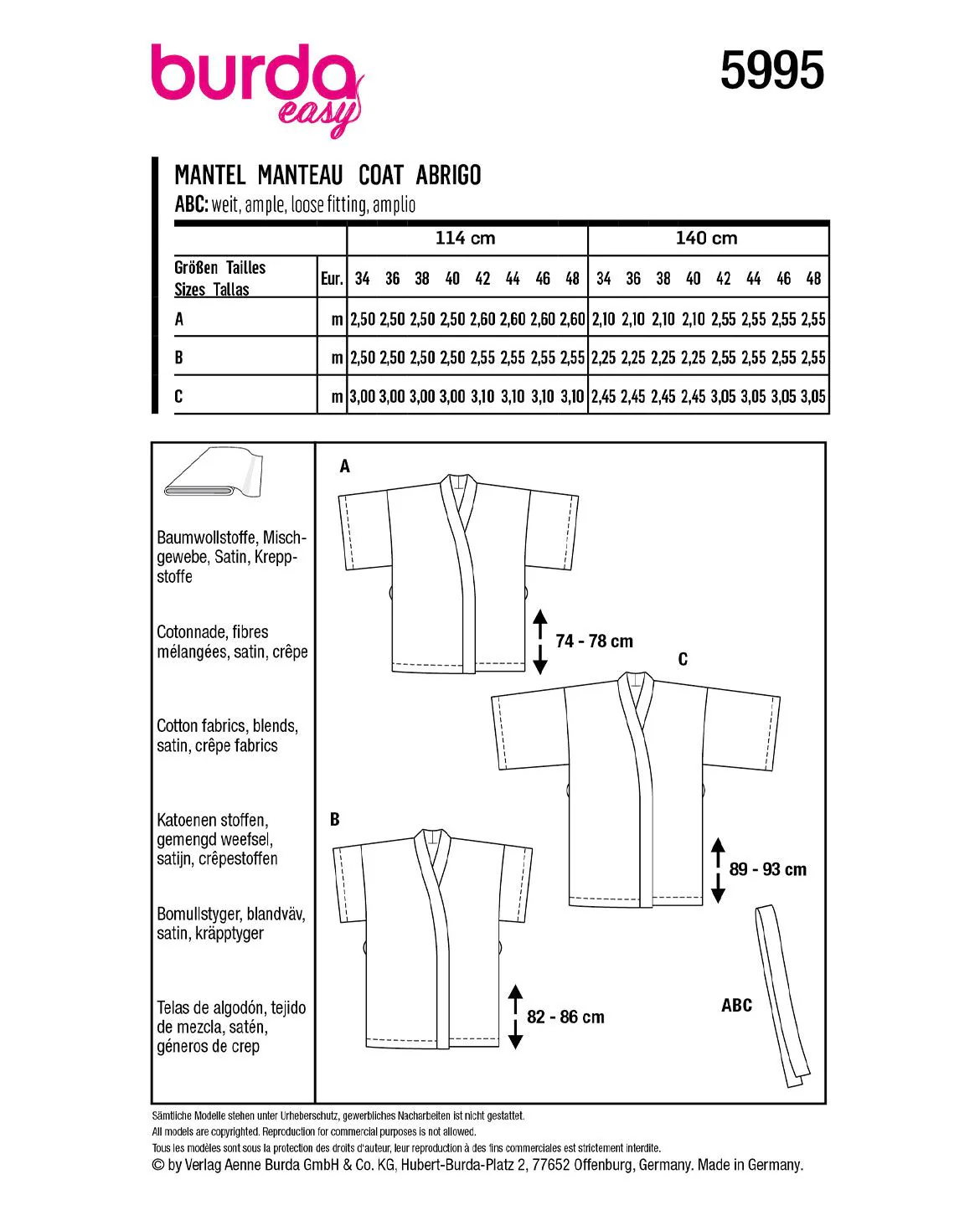 Patron Burda n°5995 : Manteau - Image 5