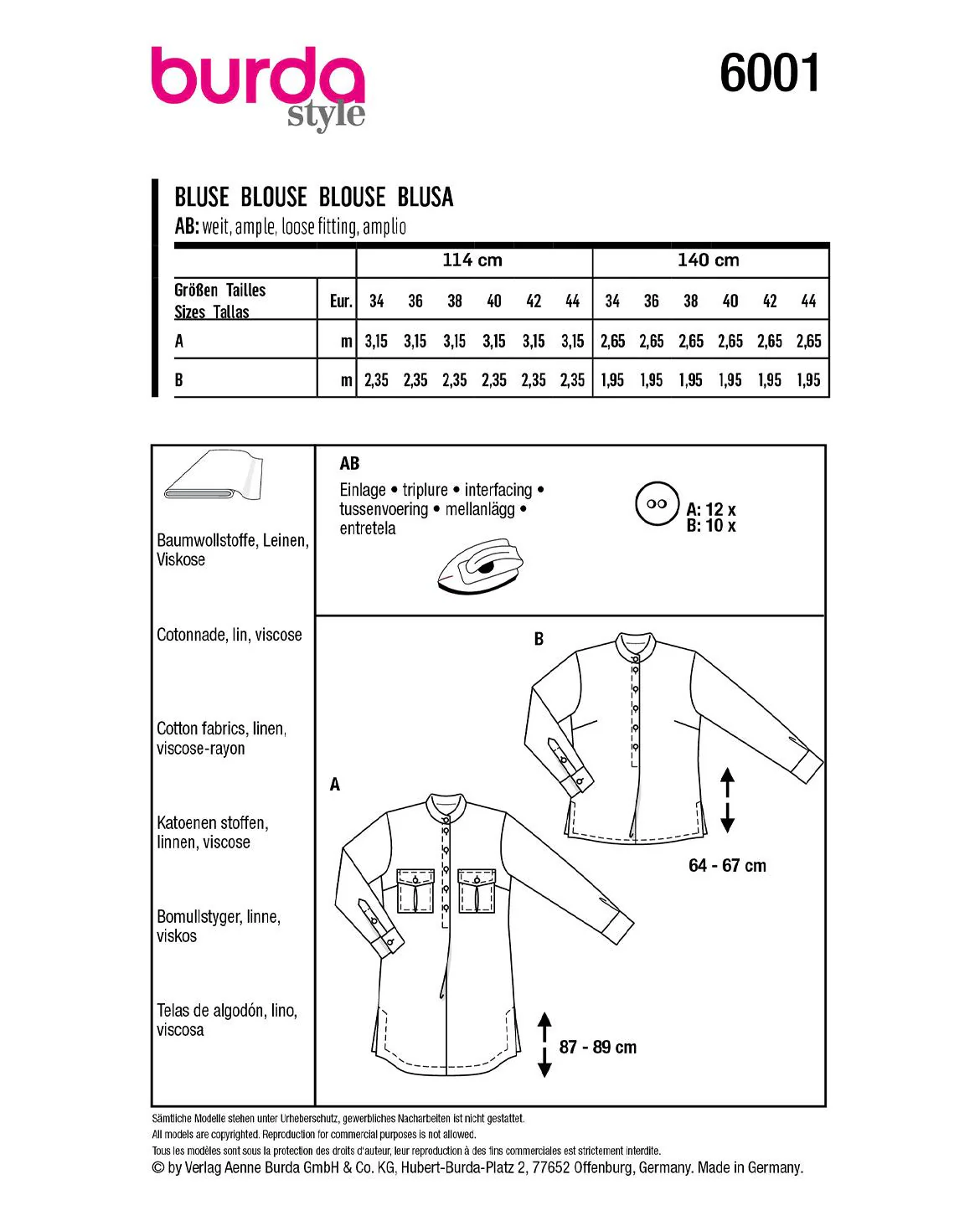 Patron Burda n°6001 : Blouse - Image 4