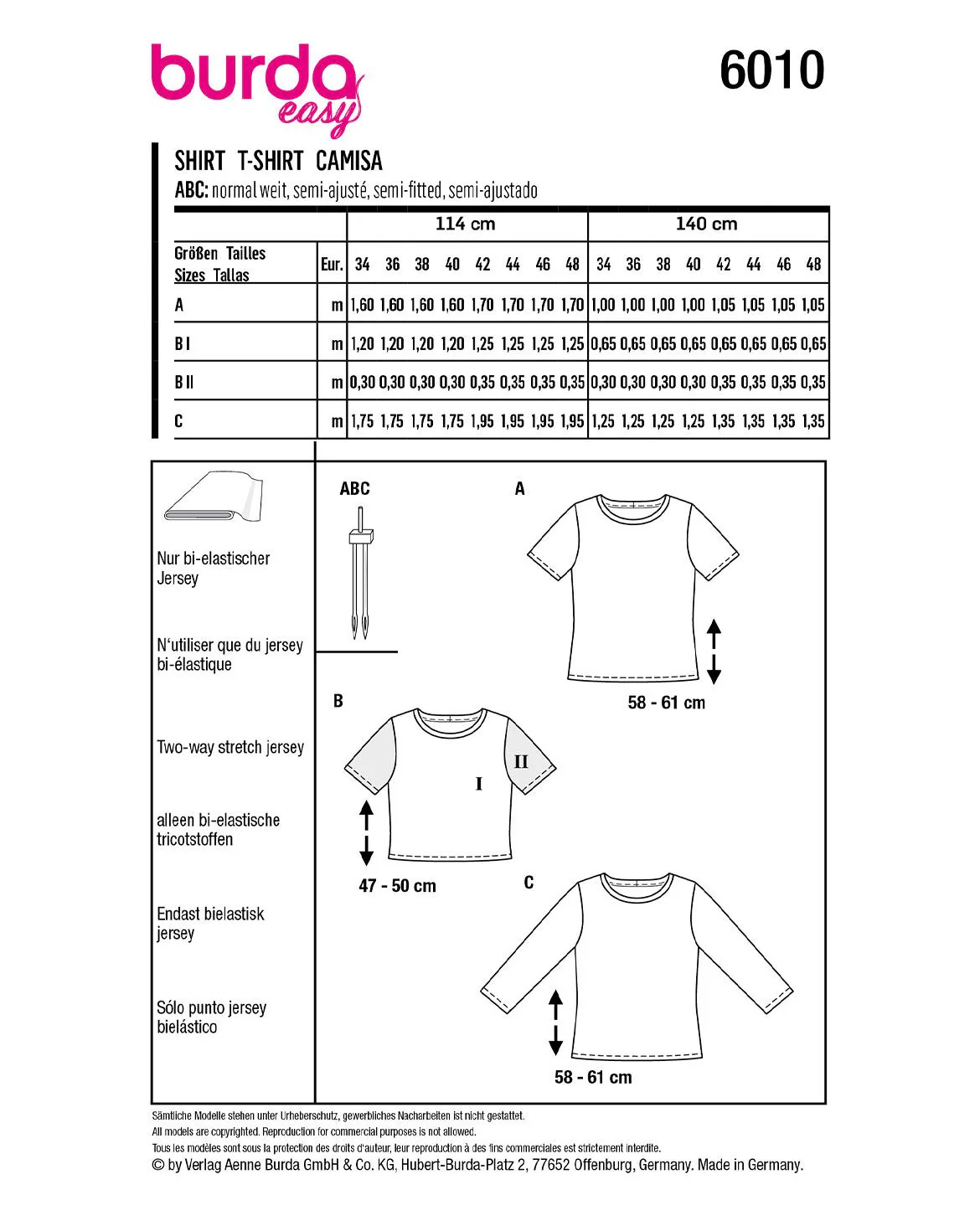 Patron Burda n°6010 : T-shirt - Image 4