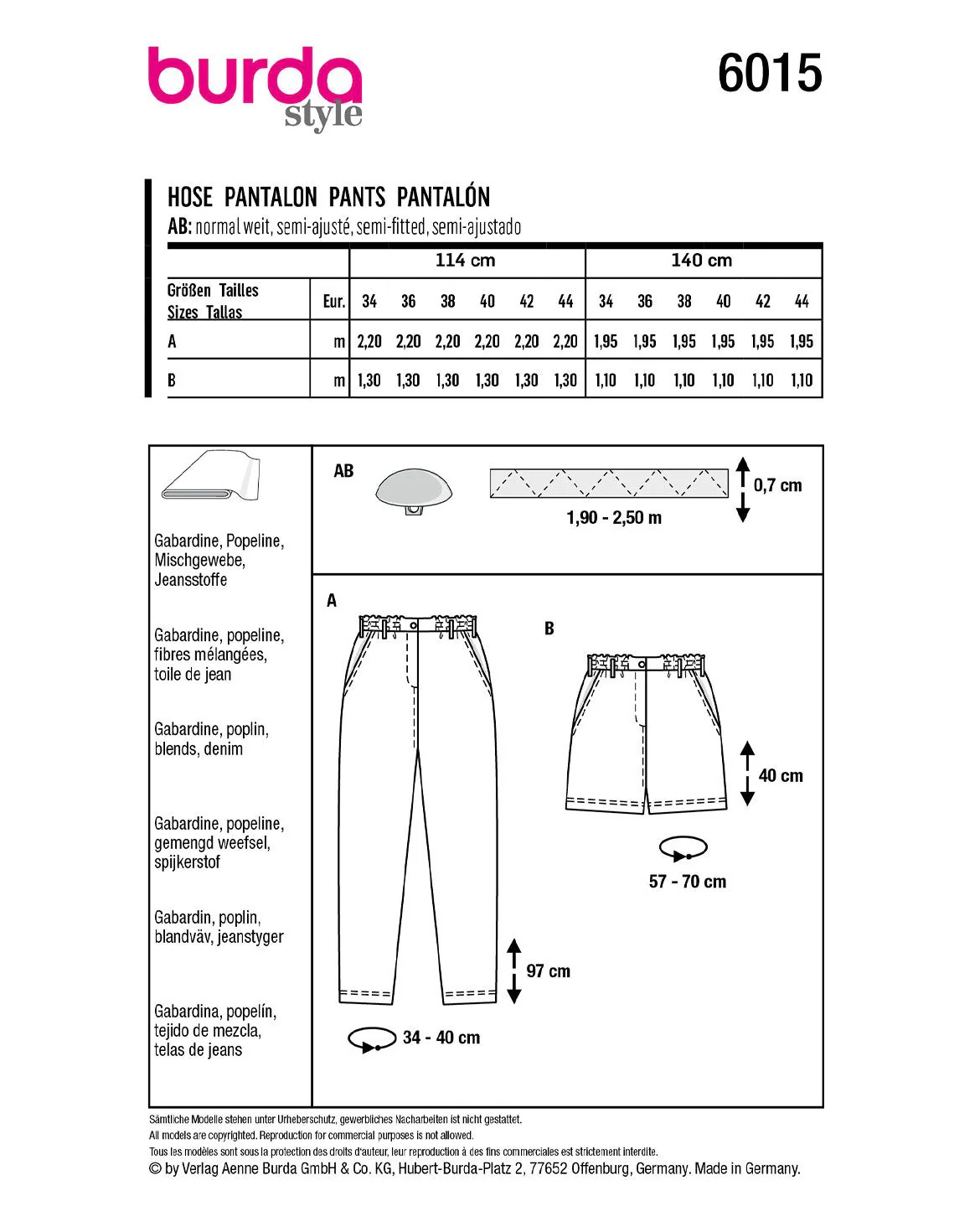 Patron Burda n°6015 : Pantalon - Image 4