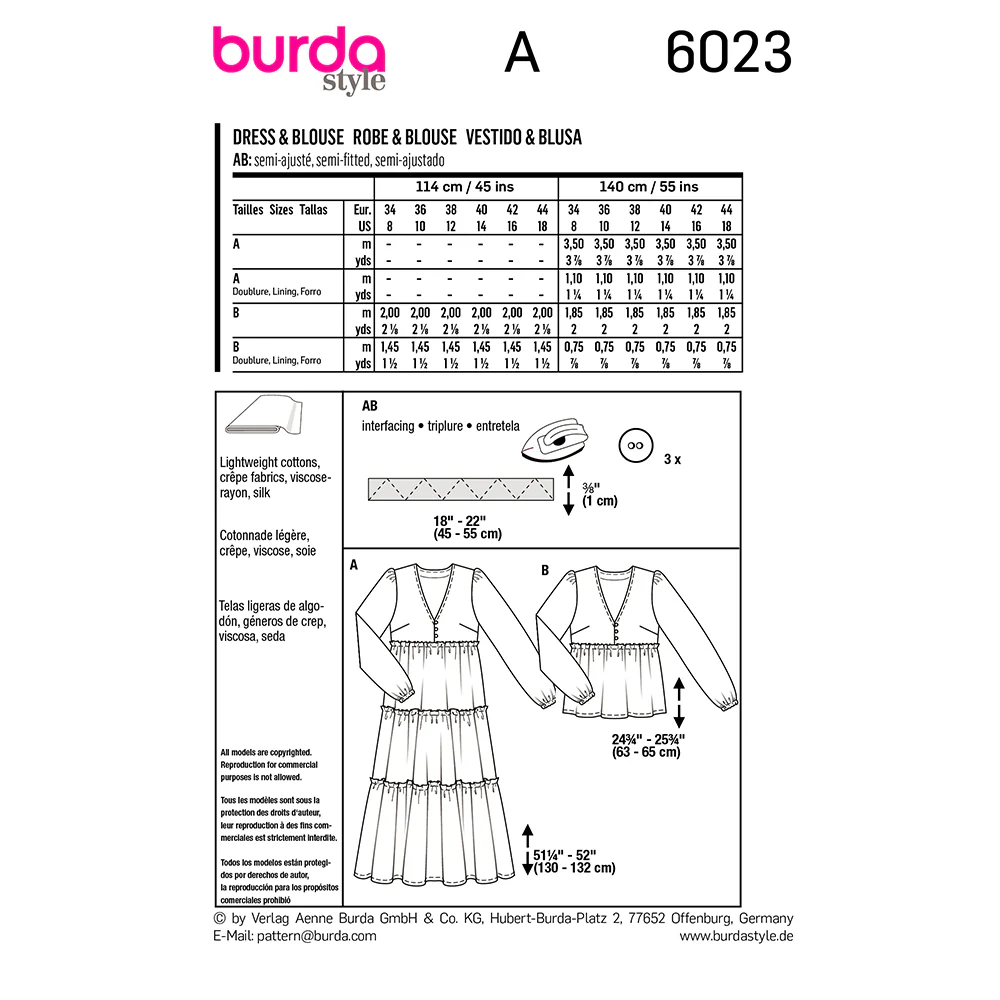 Patron Burda n°6023 : Robe et blouse - Image 8