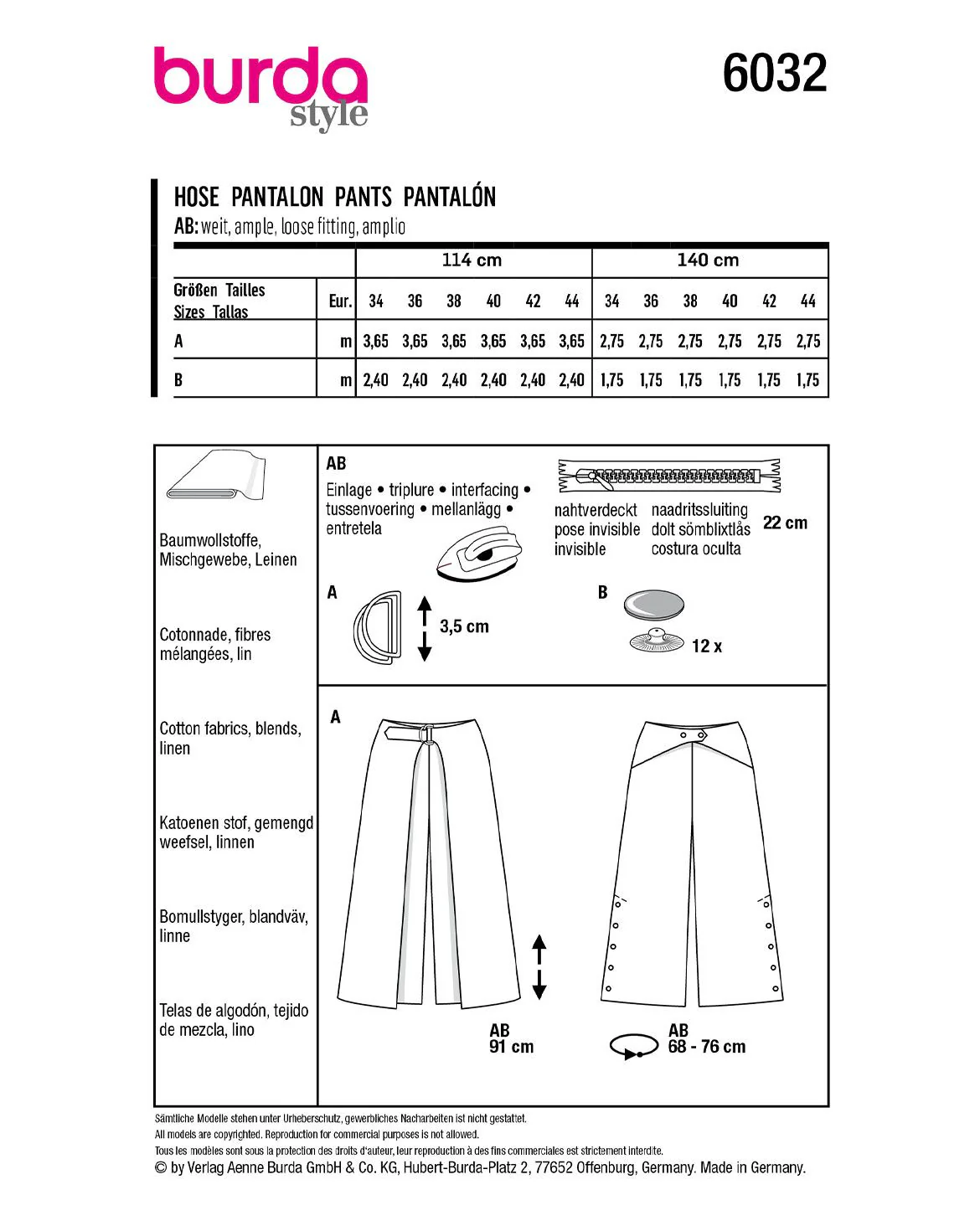 Patron Burda n°6032 : Pantalon - Image 4
