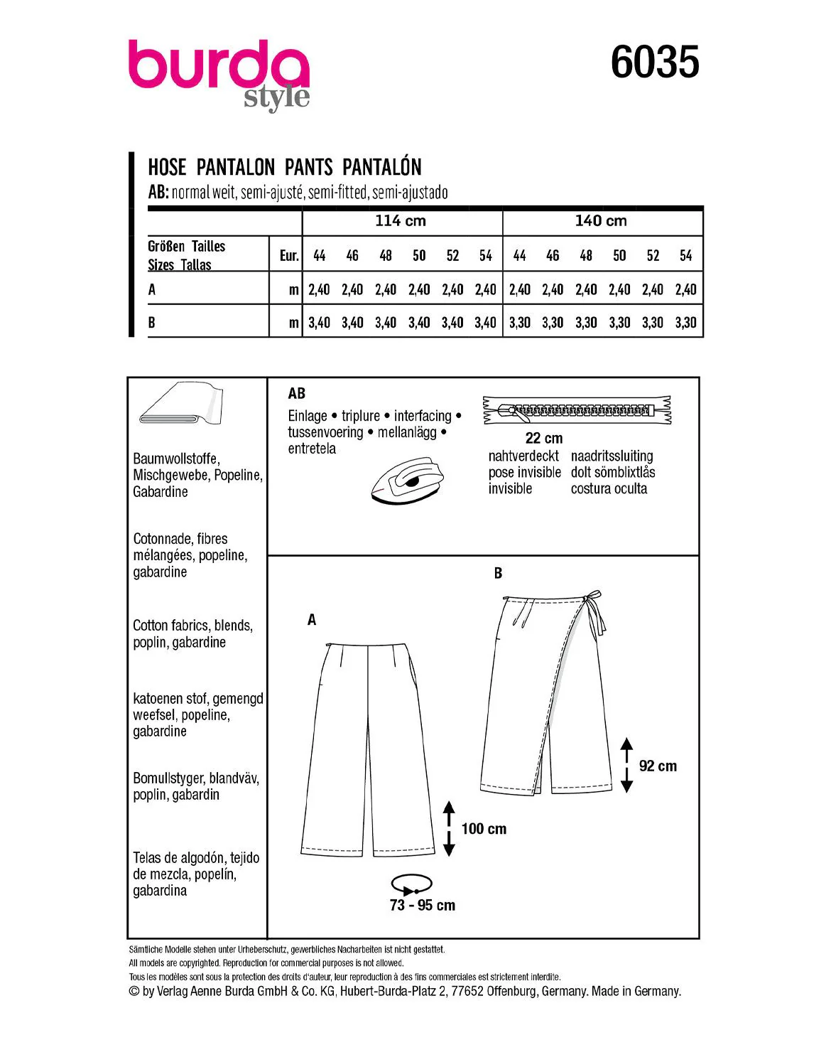 Patron Burda n°6035 : Pantalon - Image 4