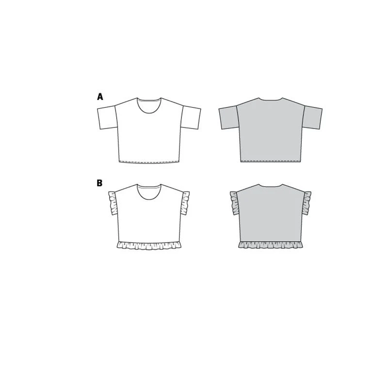Patron Burda n° 6243 : Tee-shirt – encolure ronde – forme carrée – ruchés - Image 3
