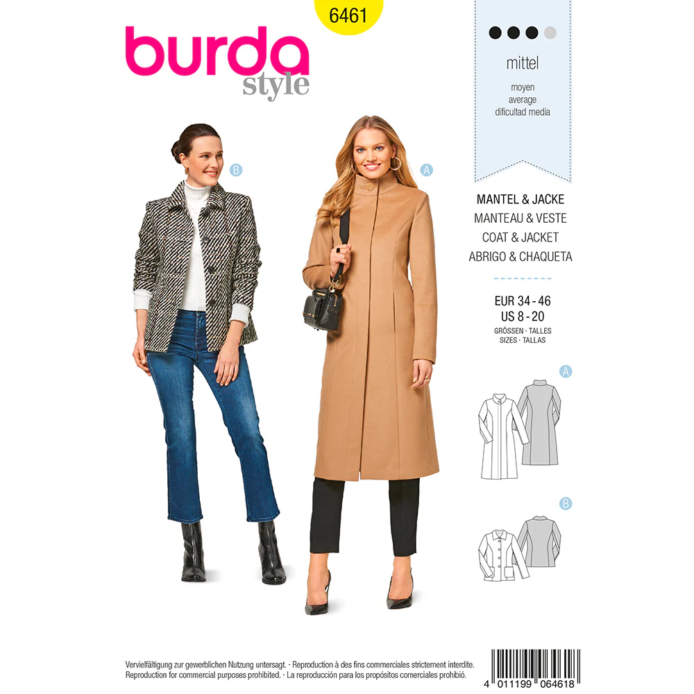 Patron Burda n°6461 : Manteau & Veste