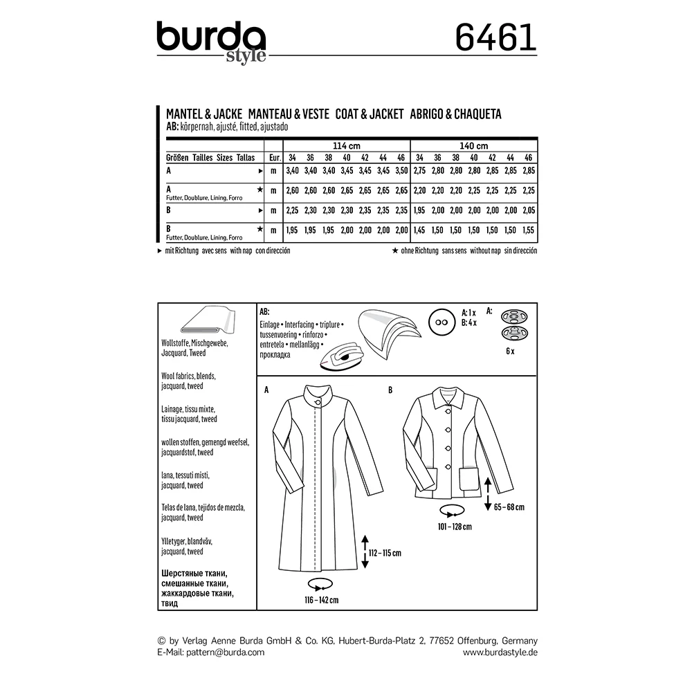 Patron Burda n°6461 : Manteau & Veste - Image 9
