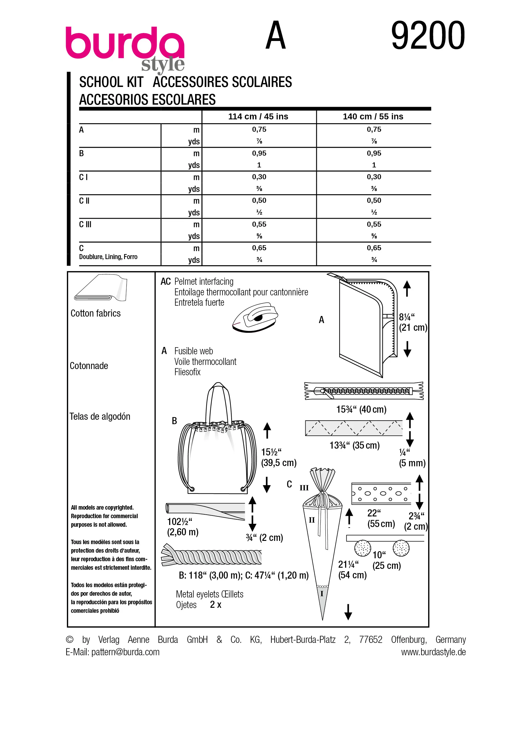 Patron Burda n°9200 : Accessoires scolaires - Image 10