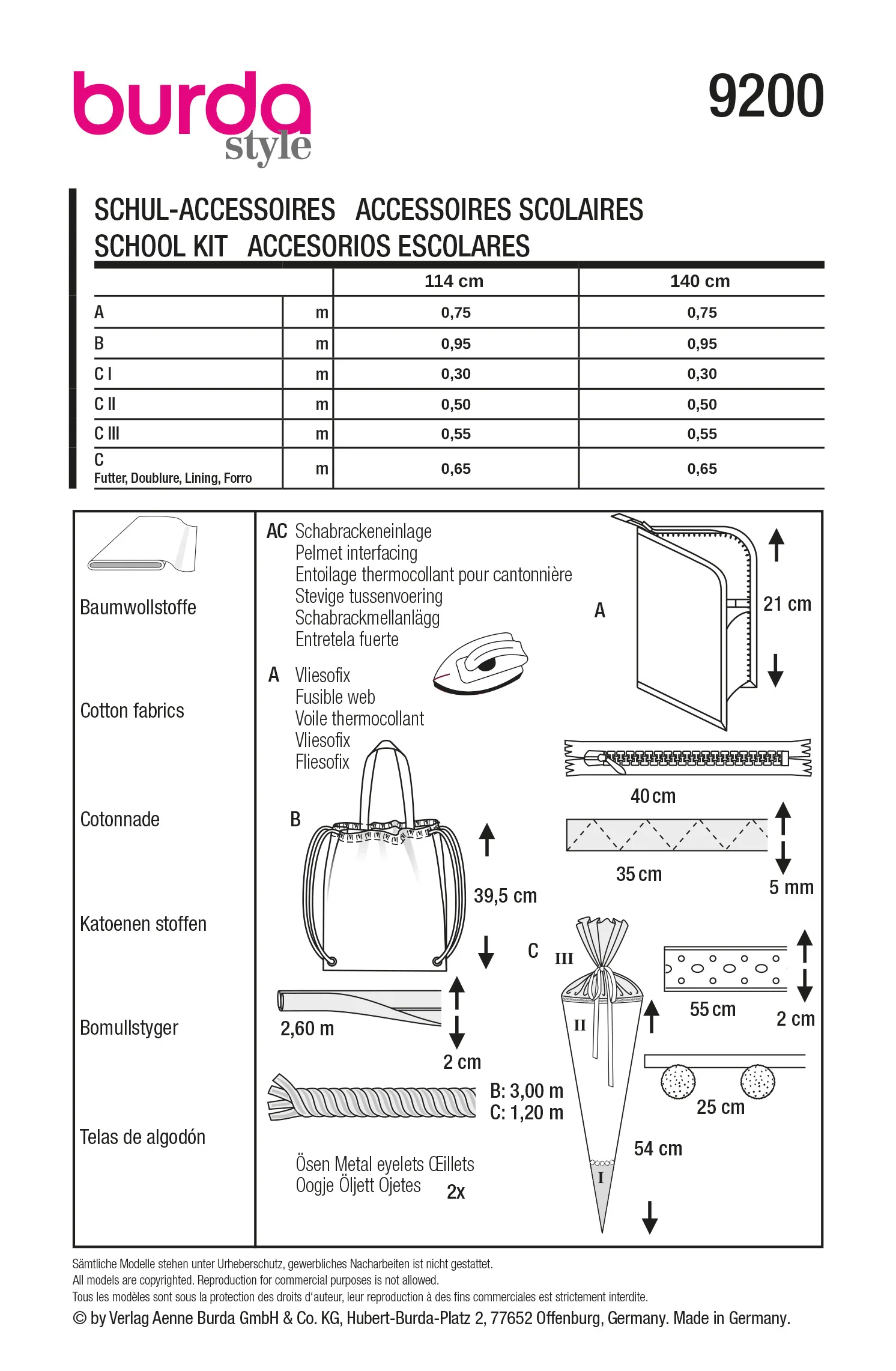 Patron Burda n°9200 : Accessoires scolaires - Image 9