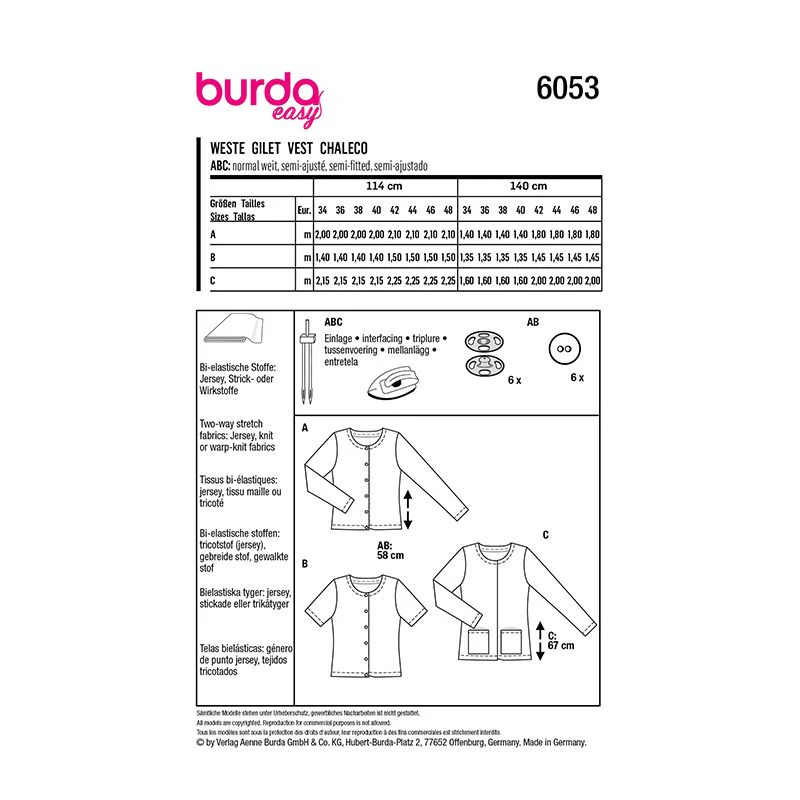 Patron Burda n°6053 : Veste - Image 15