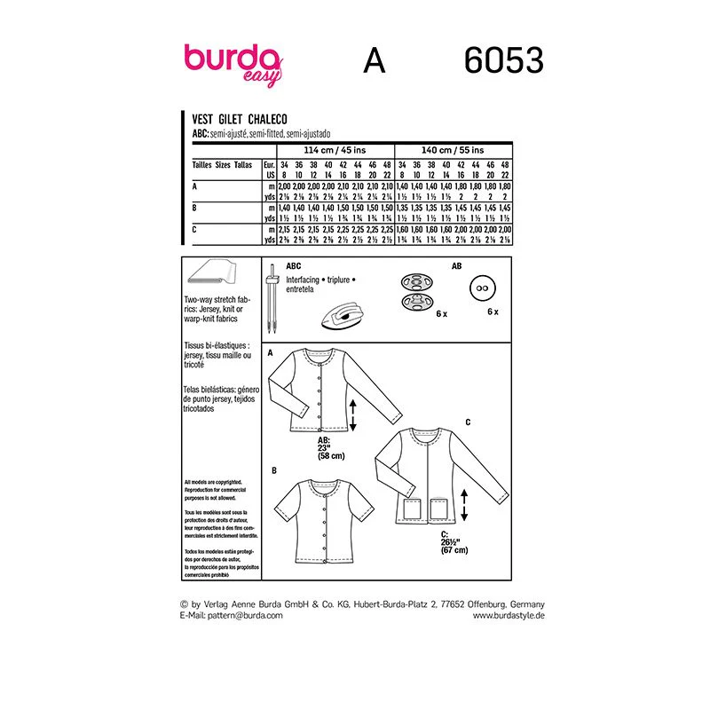 Patron Burda n°6053 : Veste - Image 3