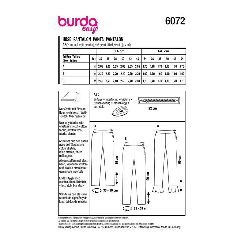 Patron Burda n°6072 : pantalon super facile - Image 3