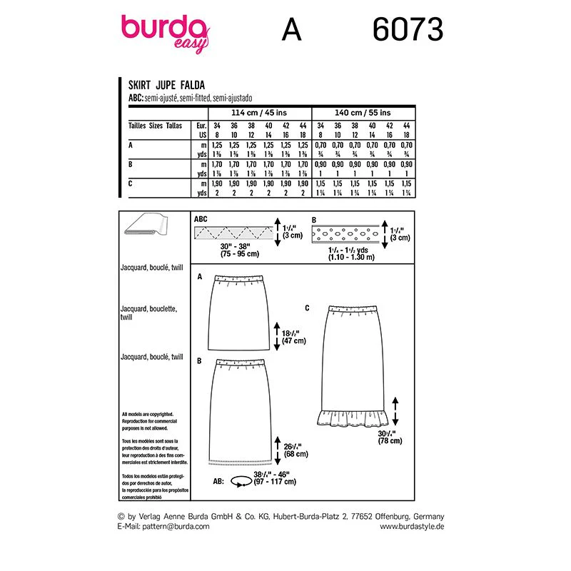 Patron Burda n°6073: Jupe - Image 2