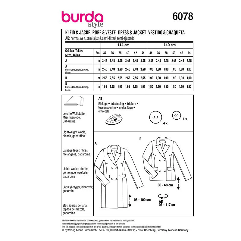 Patron Burda n°6078: Robe & Veste - Image 6