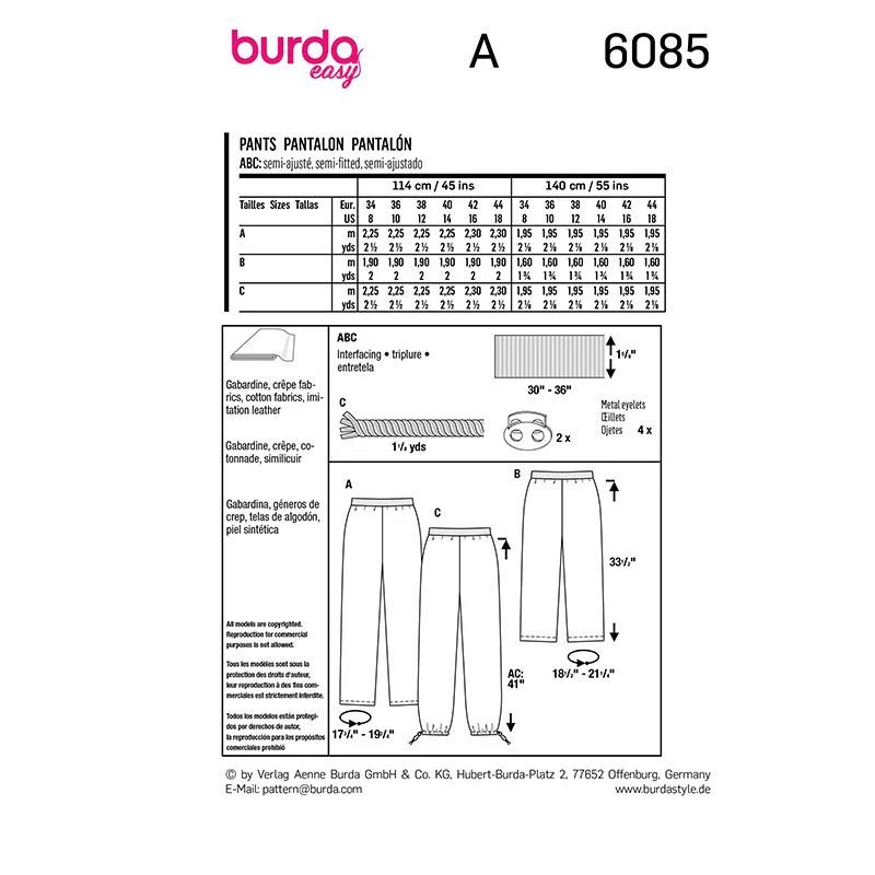 Patron Burda n°6085 : Pantalon - Image 12