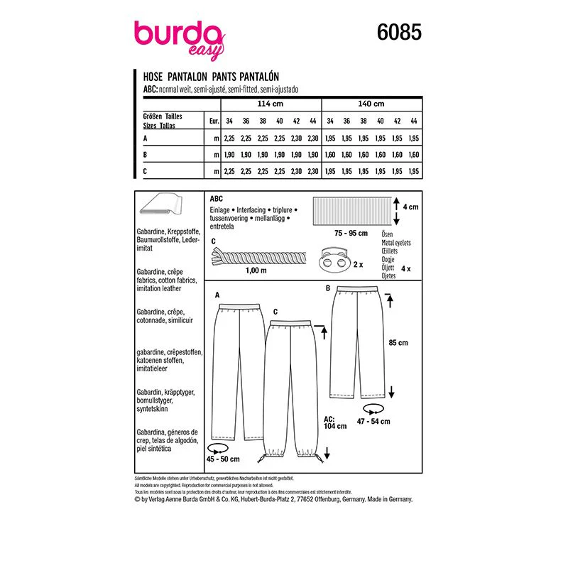 Patron Burda n°6085 : Pantalon - Image 8