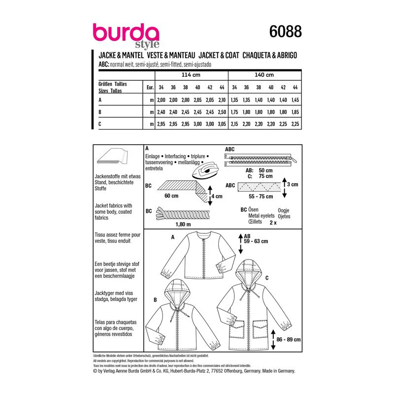 Patron Burda n°6088: Veste et manteau - Image 6