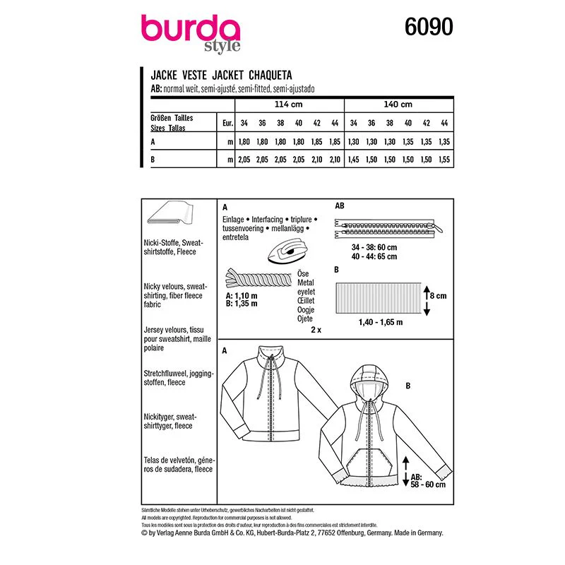 Patron Burda n°6090: Veste - Image 9