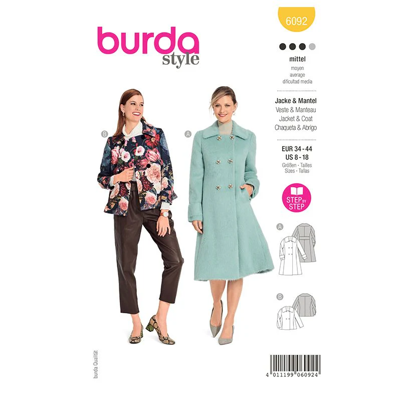 Patron Burda n°6092: Veste & manteau