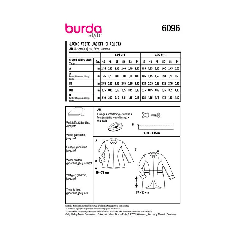 Patron Burda n°6096: Veste - Image 2