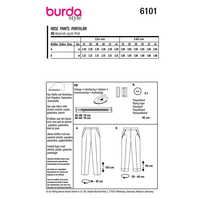 Patron Burda n°6101: Pantalon - Image 4