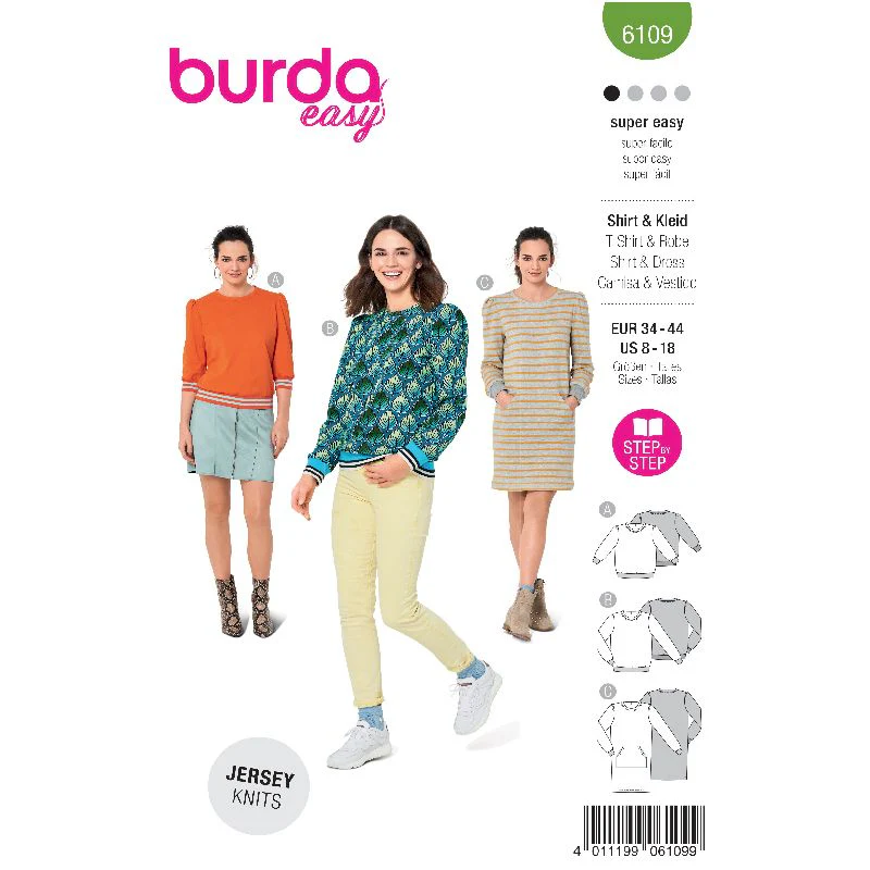 Patron Burda n°6109: T-shirt et Robe