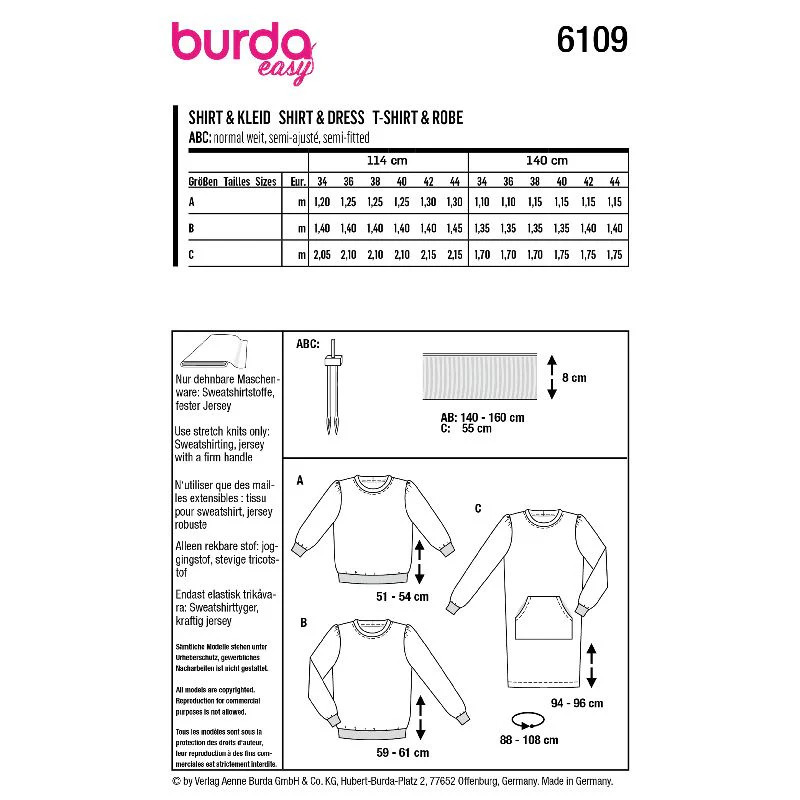 Patron Burda n°6109: T-shirt et Robe - Image 3
