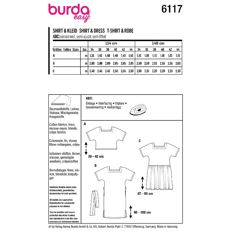 Patron Burda n°6117 : T-shirt & Robe - Image 11