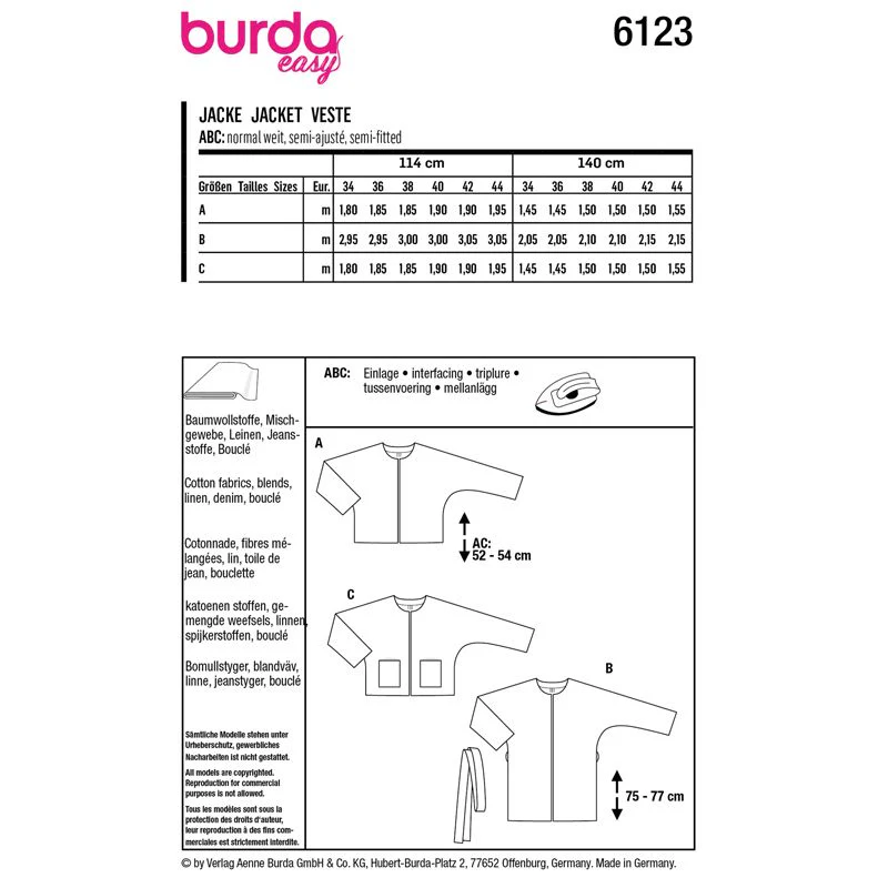Patron Burda n°6123 : Veste - Image 11