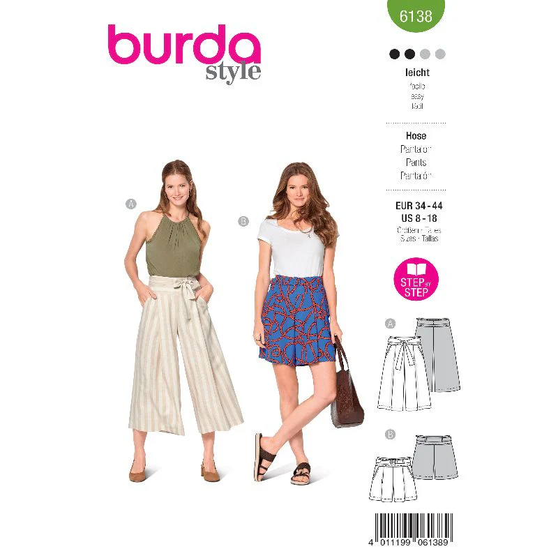 Patron Burda n°6138 : Pantalon et short