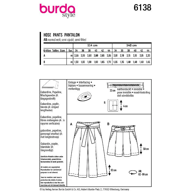 Patron Burda n°6138 : Pantalon et short - Image 7