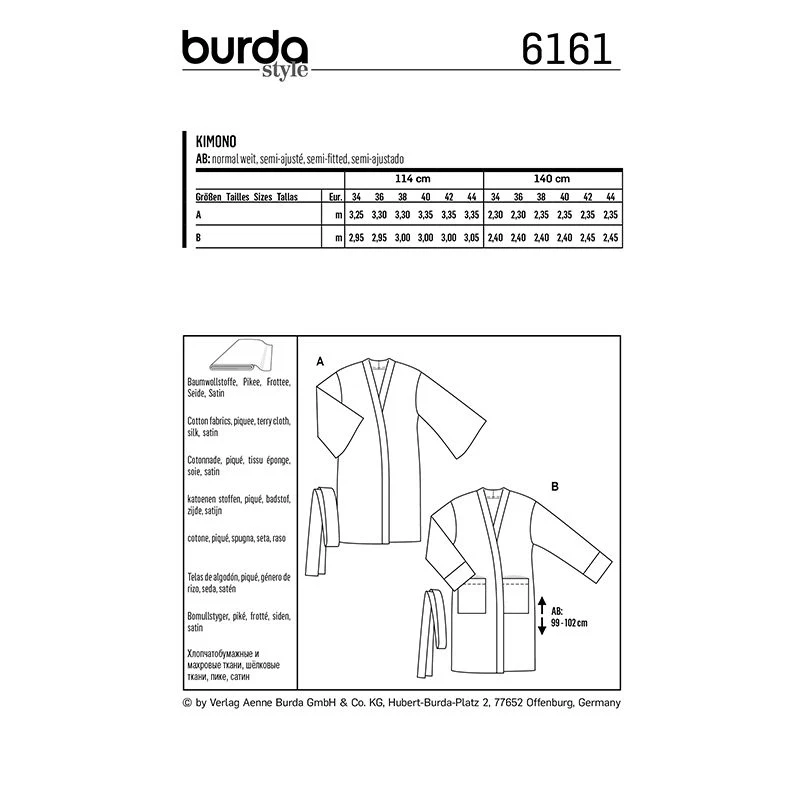 Patron Burda n°6161: Kimono ceinturé femme - Image 3