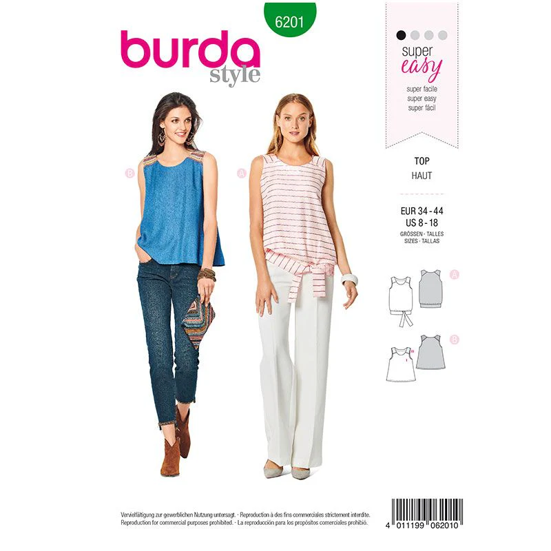 Patron Burda n°6201 : Top à bretelles