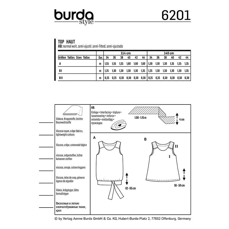 Patron Burda n°6201 : Top à bretelles - Image 2