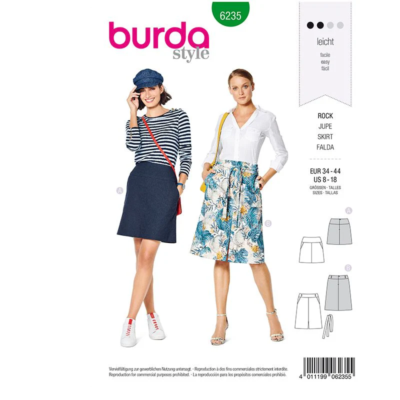 Patron Burda n°6235 : Jupe avec empiècement