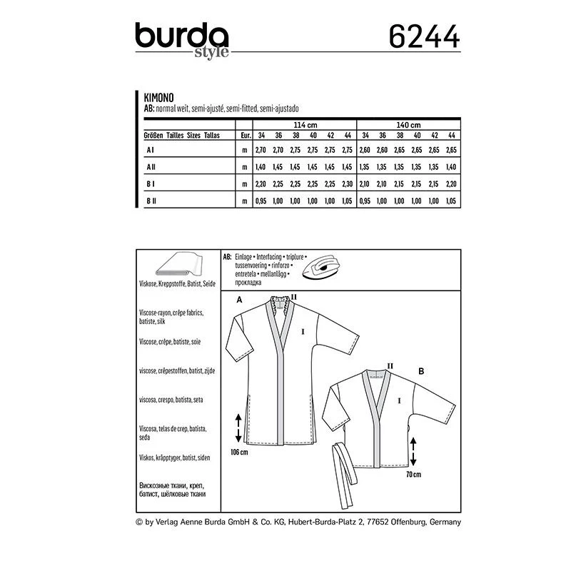 Patron Burda n°6244 : Kimono - Image 5