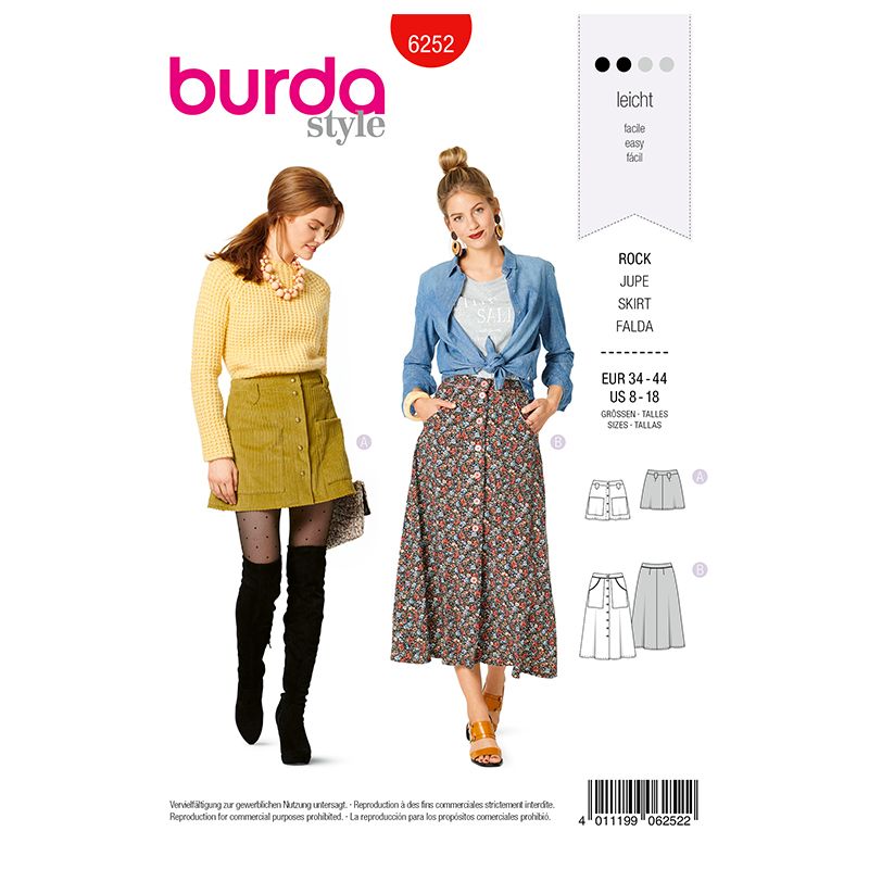 Patron Burda n°6252 Jupe