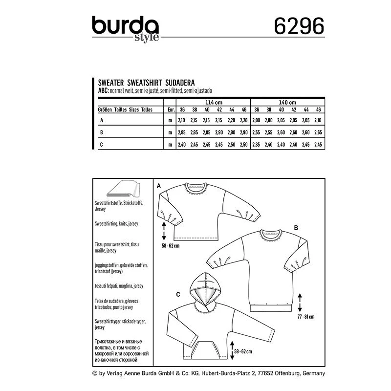 Patron Burda n°6296 Sweatshirt - Image 4