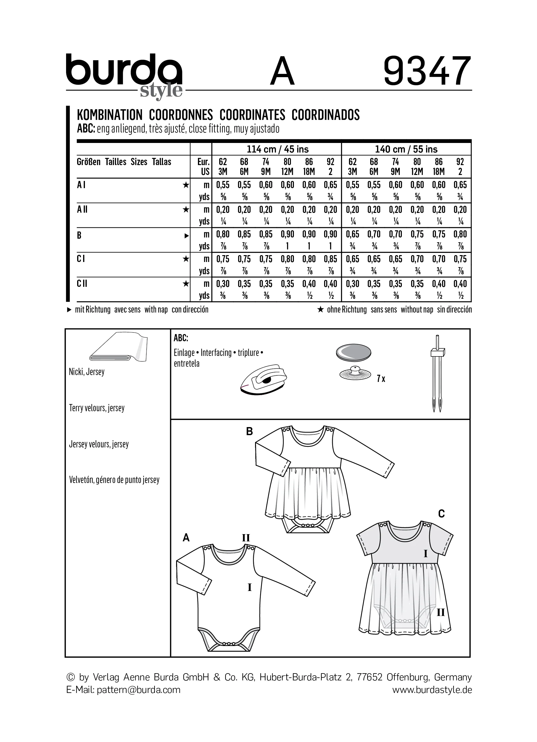 Patron Burda n°9347: Robe avec body bébé - Image 10