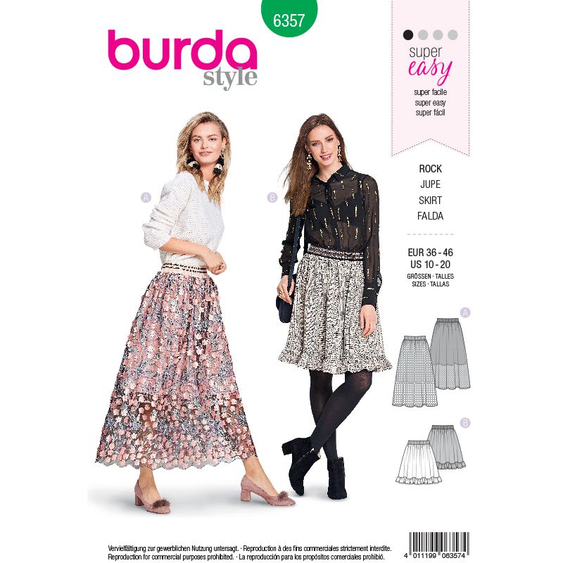 Patron Burda n°6357: Jupe