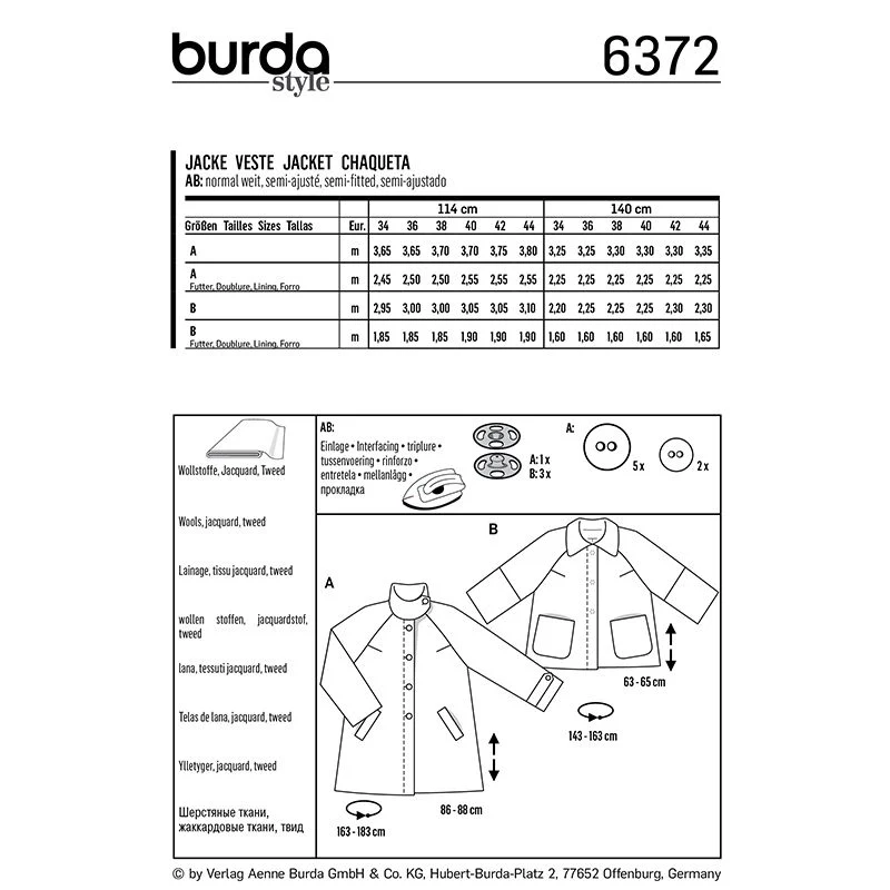Patron Burda n°6372: Veste raglan - Image 4
