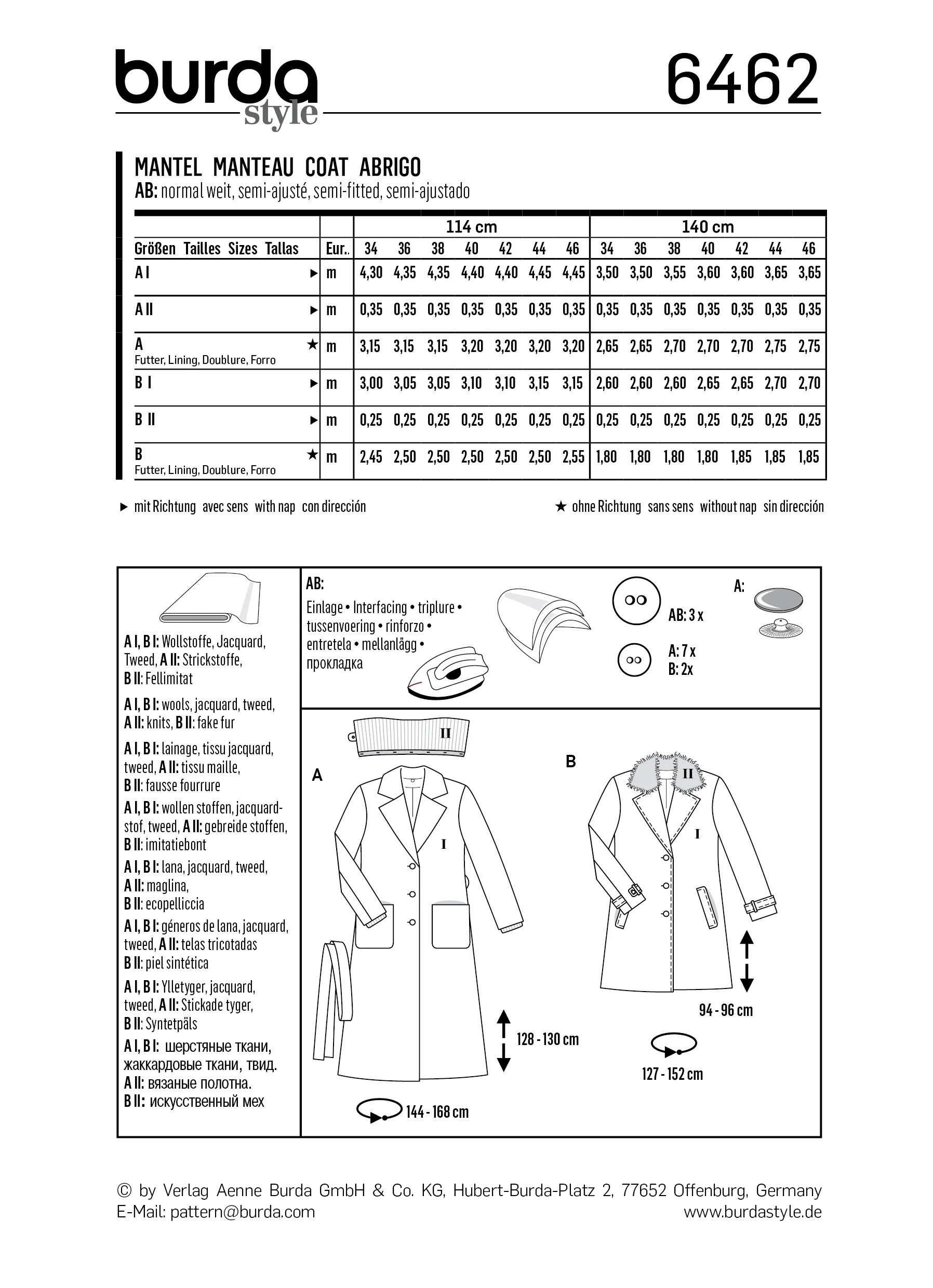 Patron Burda n°6462: Manteau classique femme - Image 7