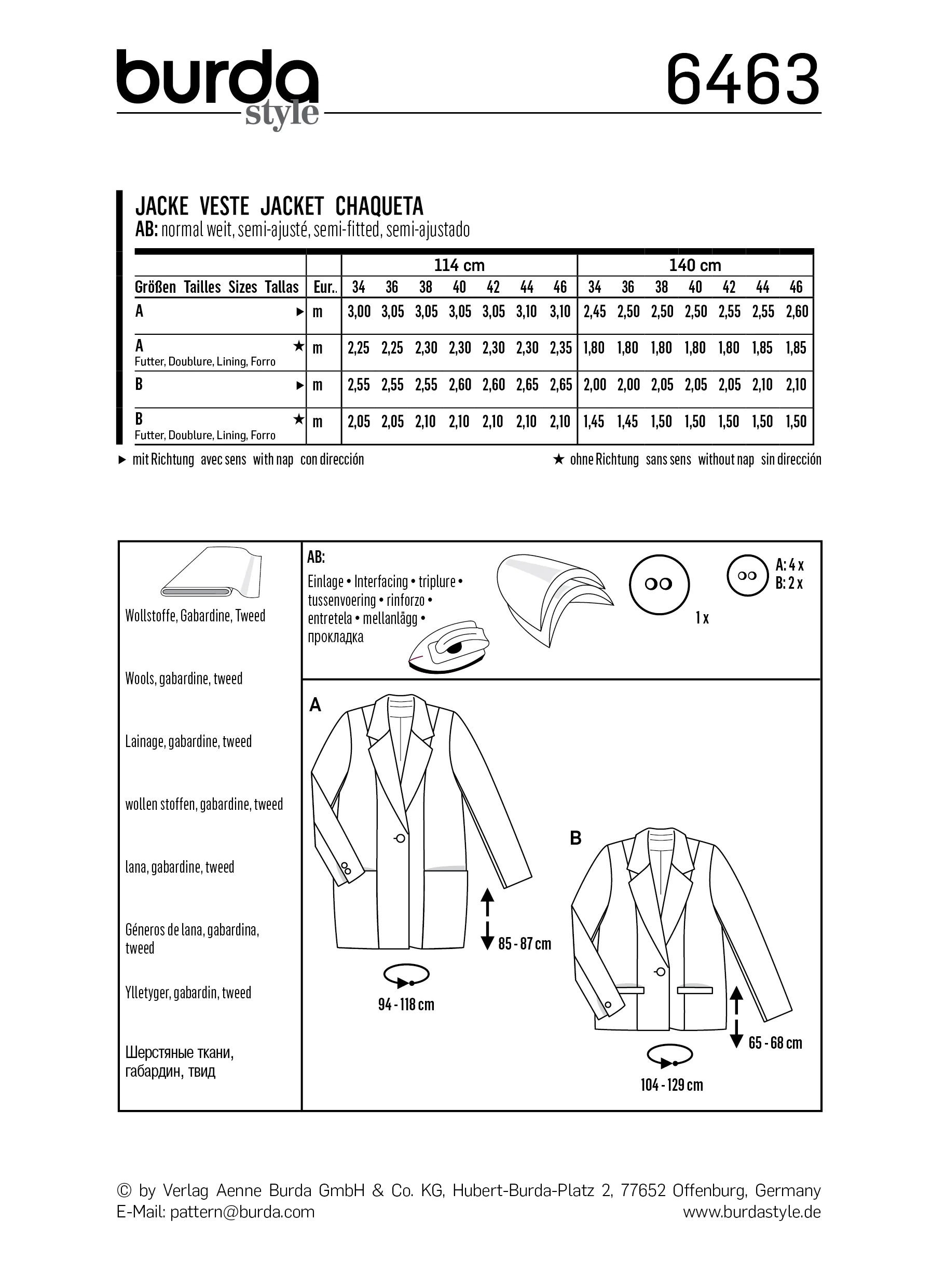 Patron Burda n°6463: Veste ample - Image 7