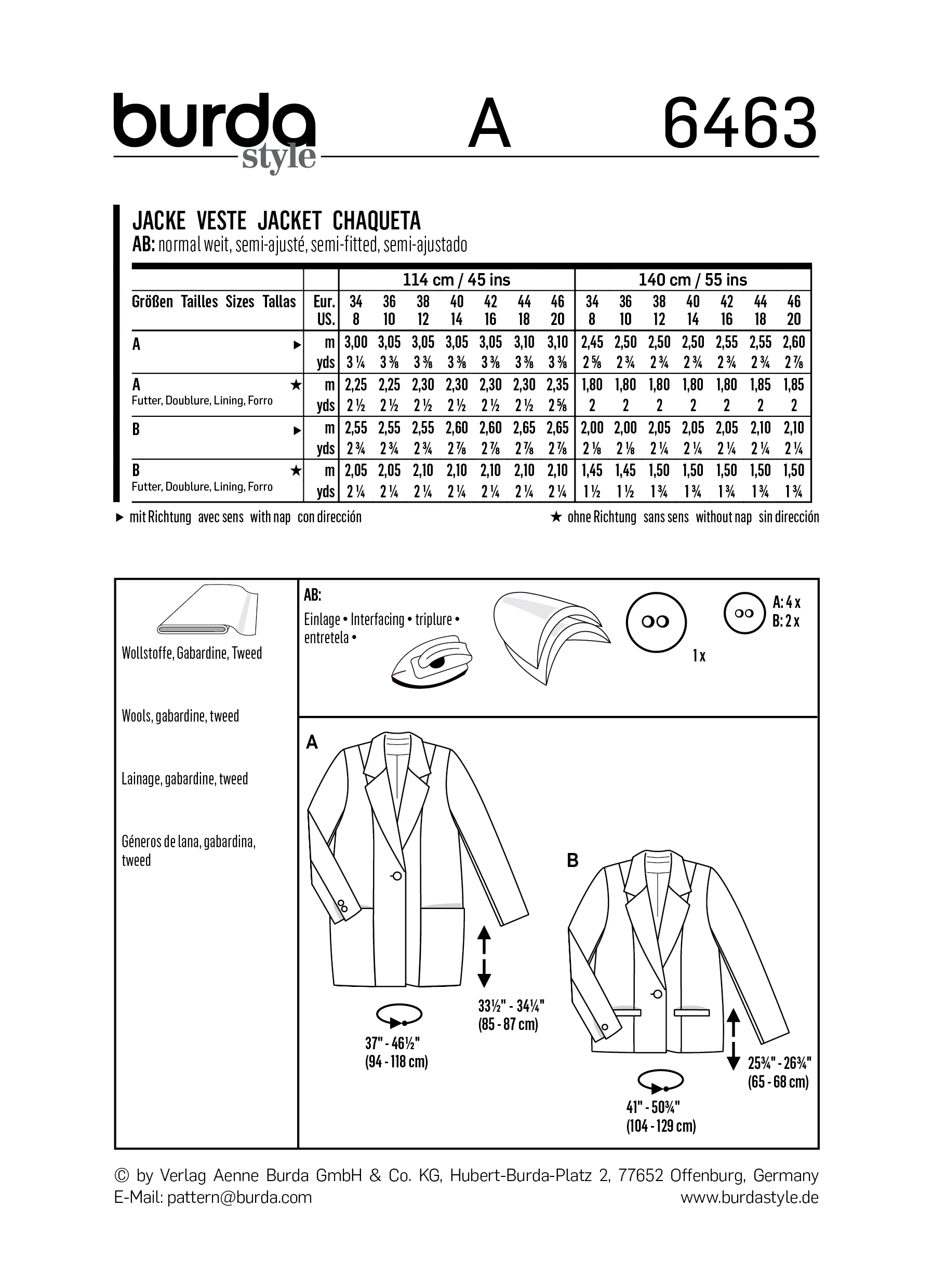 Patron Burda n°6463: Veste ample - Image 8