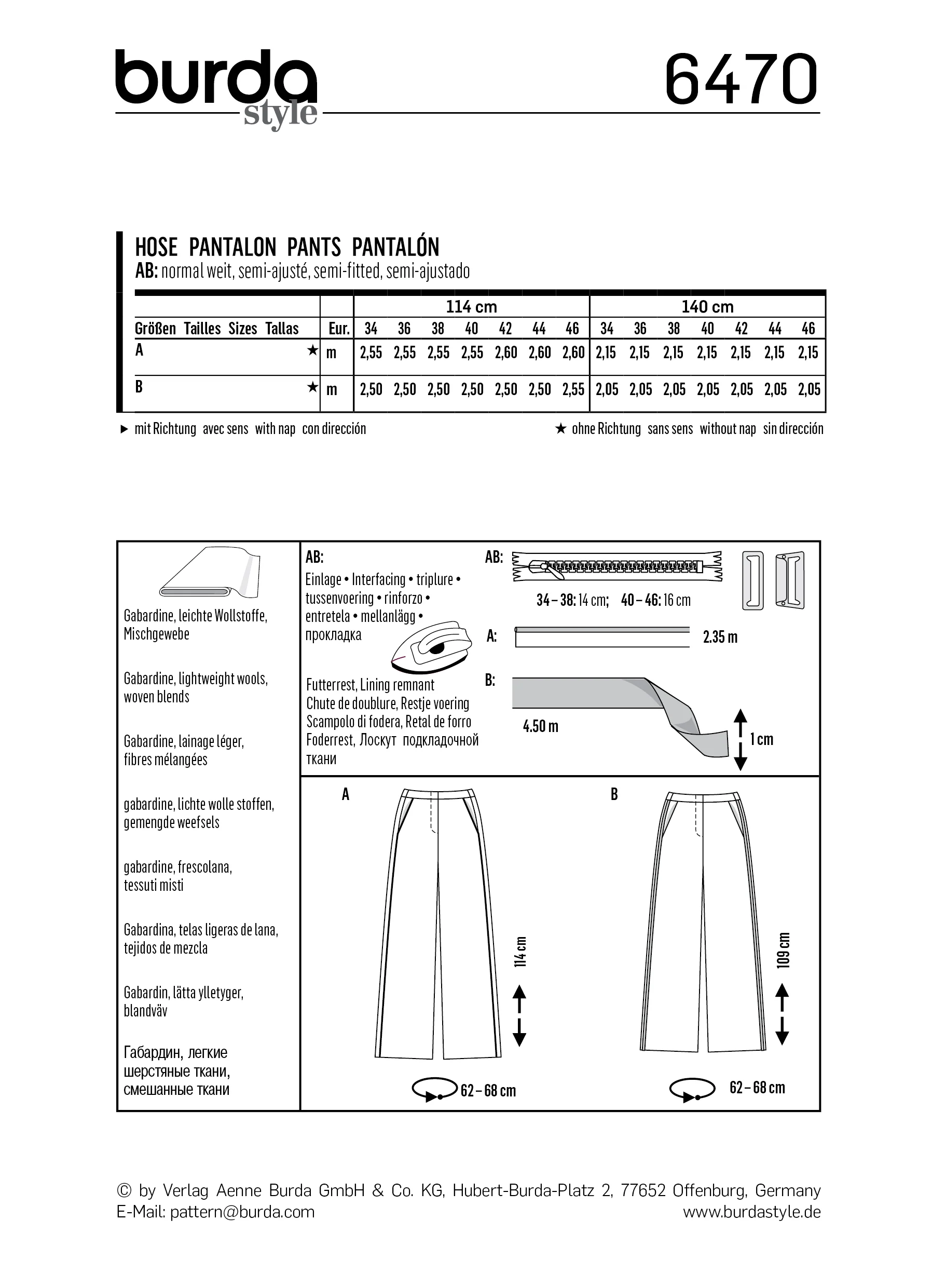 Patron Burda n°6470 : Pantalon jambes droites - Image 7