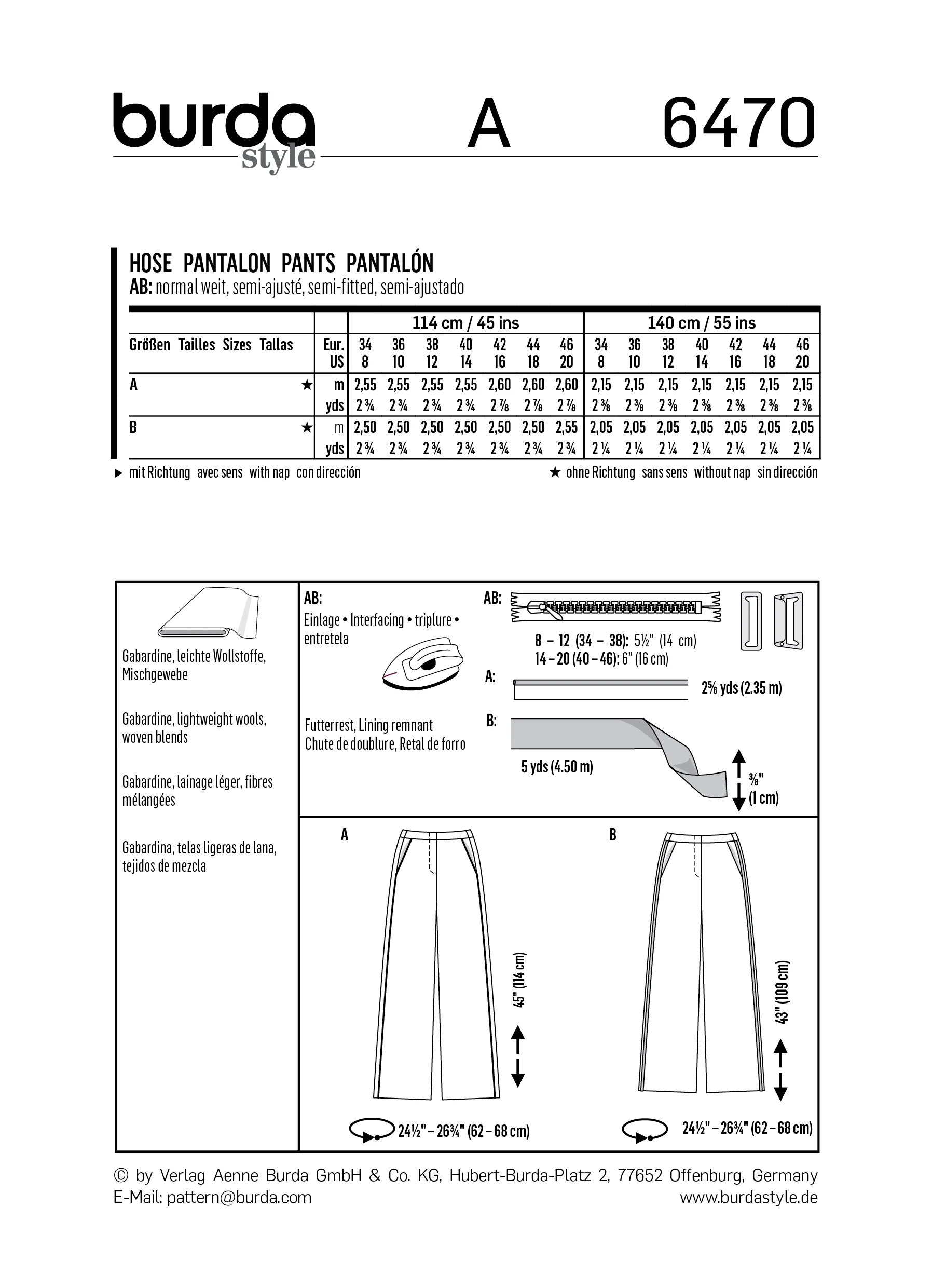 Patron Burda n°6470 : Pantalon jambes droites - Image 8