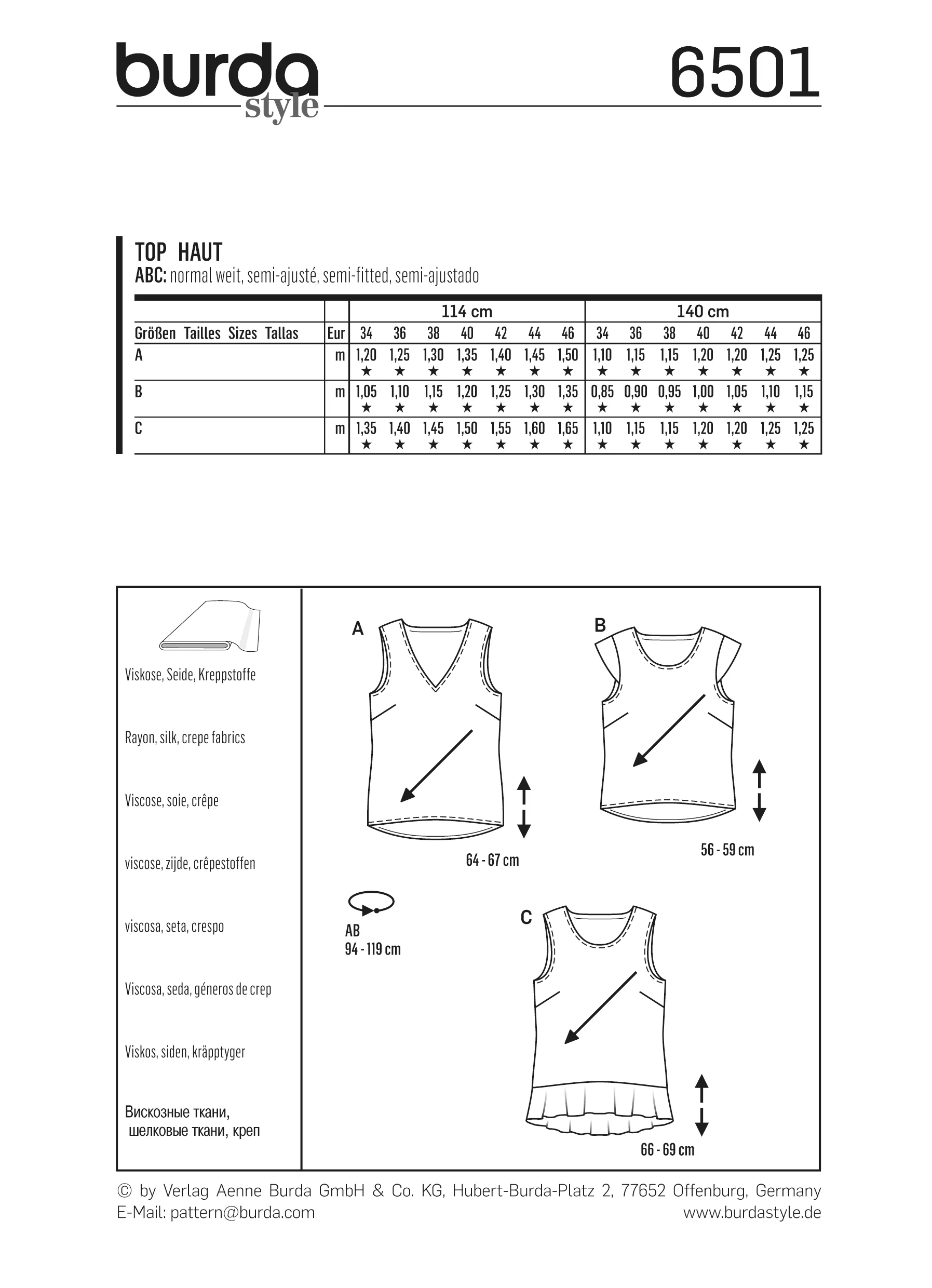Patron Burda n°6501: Top simple - Image 5