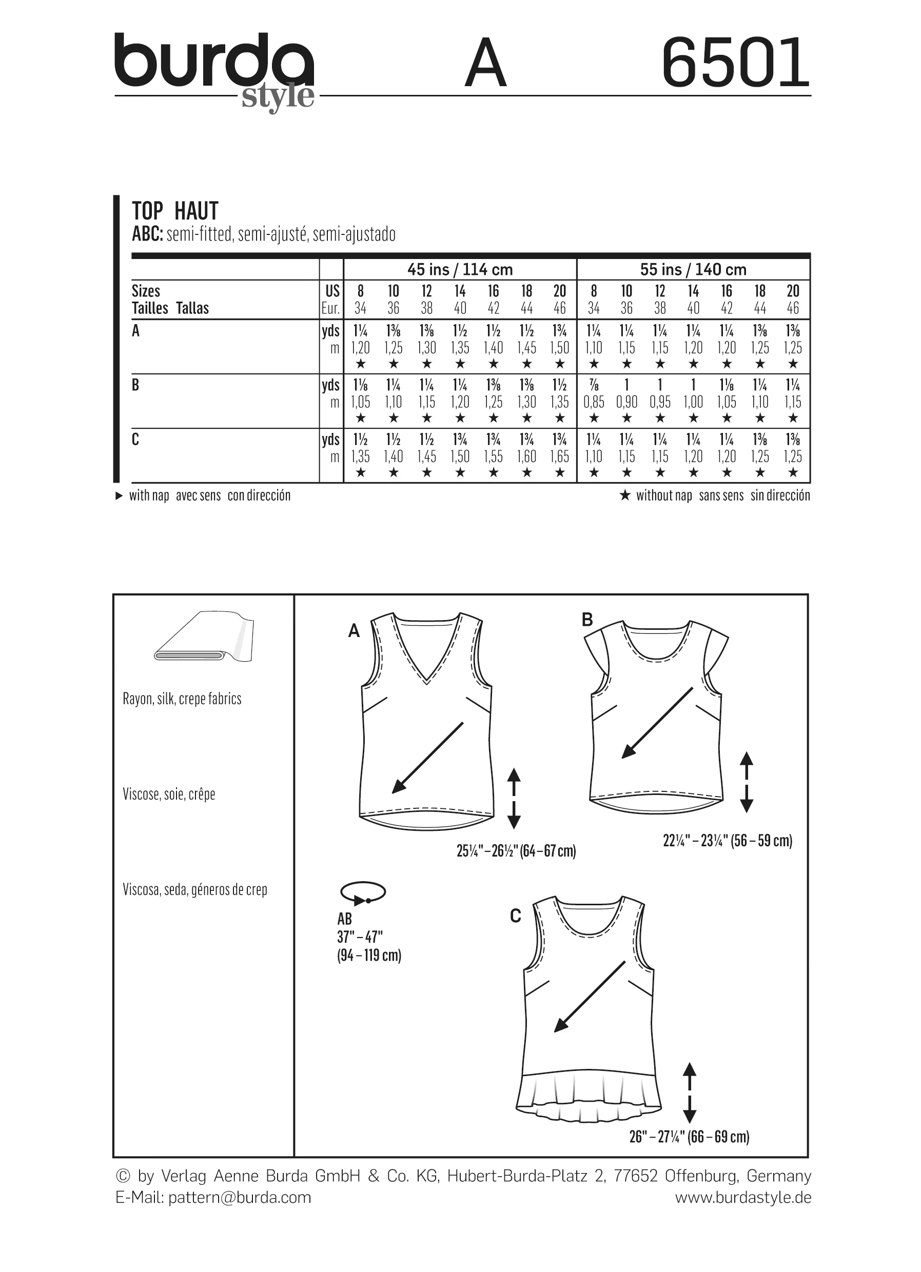 Patron Burda n°6501: Top simple - Image 6