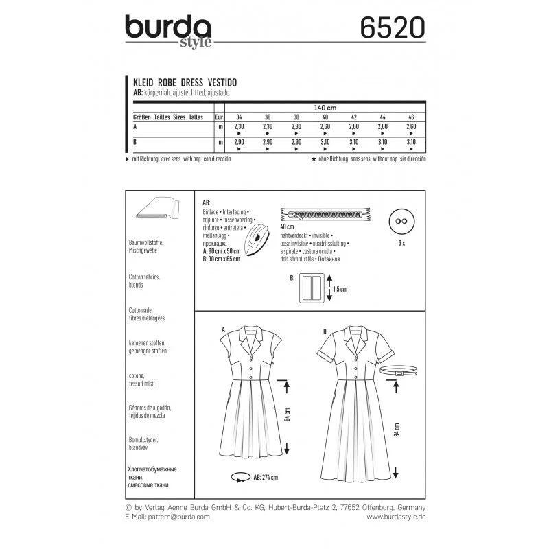 Patron Burda n°6520 : Robe style chemise - Image 2